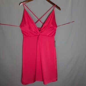 NEW Express Bright Pink Spagetti Strap Cross Back Mini Dress Women's 12